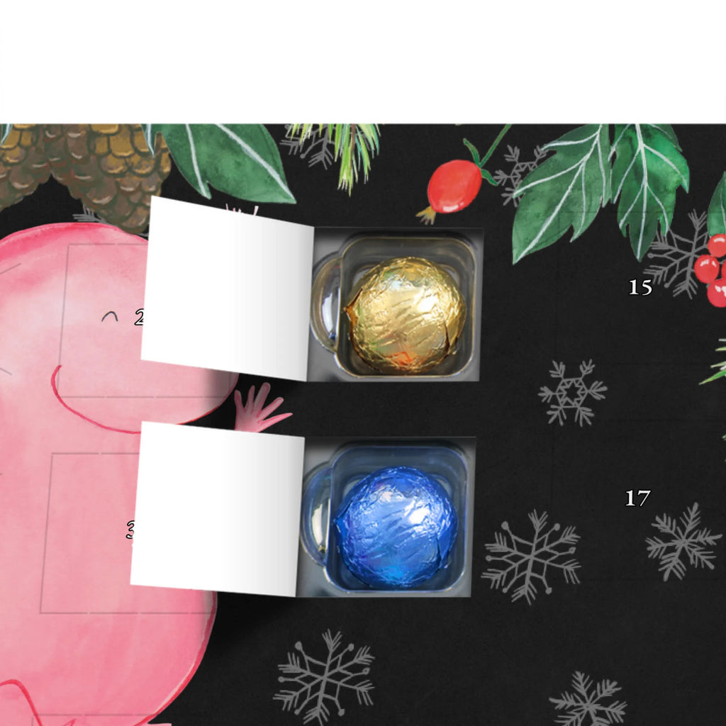 Personalisierter Schoko Adventskalender Axolotl Hurra Personalisierter Adventskalender, Adventskalender mit Namen, Axolotl, Molch, Axolot, Schwanzlurch, Lurch, Lurche, fröhlich, Spaß, Freude, Motivation, Zufriedenheit