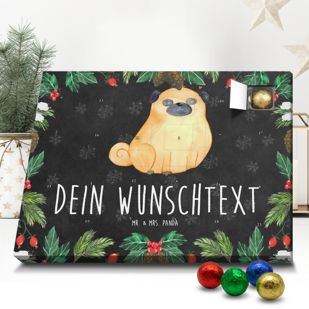 Personalisierter Schoko Adventskalender Mops Personalisierter Adventskalender, Adventskalender mit Namen, Hund, Hundemotiv, Haustier, Hunderasse, Tierliebhaber, Hundebesitzer, Sprüche, Mops, Liebe, Hundeliebe