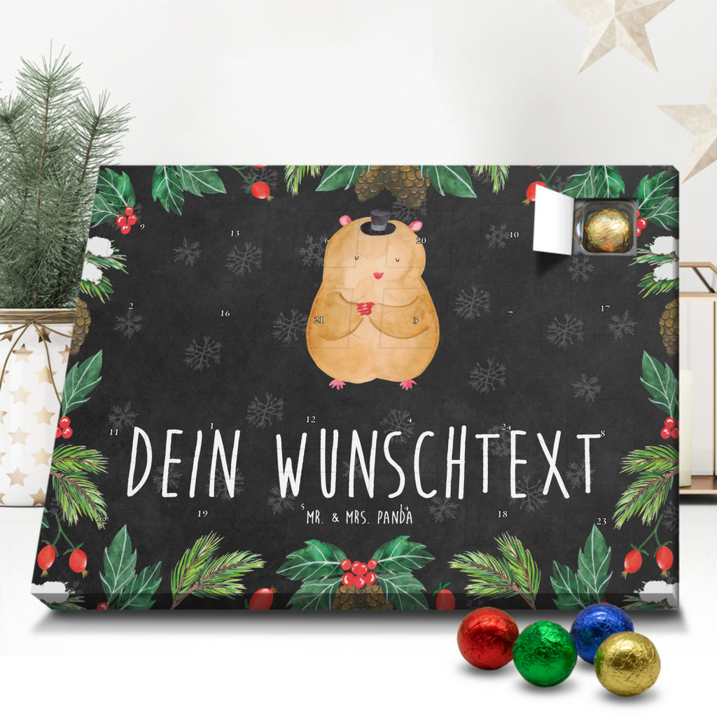 Personalisierter Schoko Adventskalender Hamster Hut Personalisierter Adventskalender, Adventskalender mit Namen, Tiermotive, Gute Laune, lustige Sprüche, Tiere, Hamster, Hut, Magier, Zylinder, Zwerghamster, Zauberer