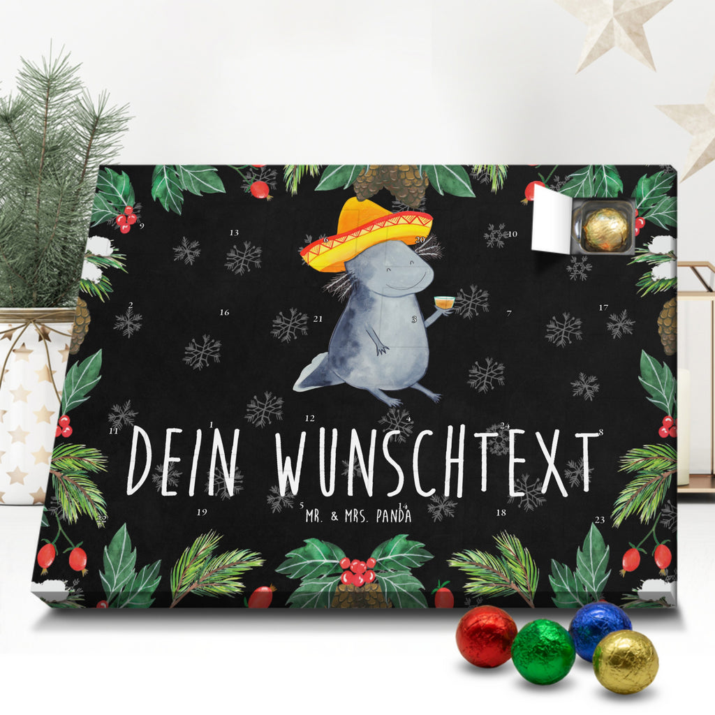 Personalisierter Schoko Adventskalender Axolotl Tequila Personalisierter Adventskalender, Adventskalender mit Namen, Axolotl, Molch, Mexico, Mexiko, Sombrero, Zitrone, Tequila, Motivation, Spruch, Schwanzlurch, Lurch, Lurche, Axolot, Feuerdrache, Feuersalamander