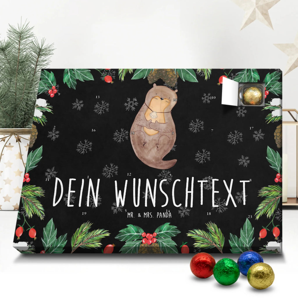 Personalisierter Schoko Adventskalender Otter Muschel Personalisierter Adventskalender, Adventskalender mit Namen, Otter, Fischotter, Seeotter, Otterliebe, grübeln, träumen, Motivation, Tagträumen, Büro