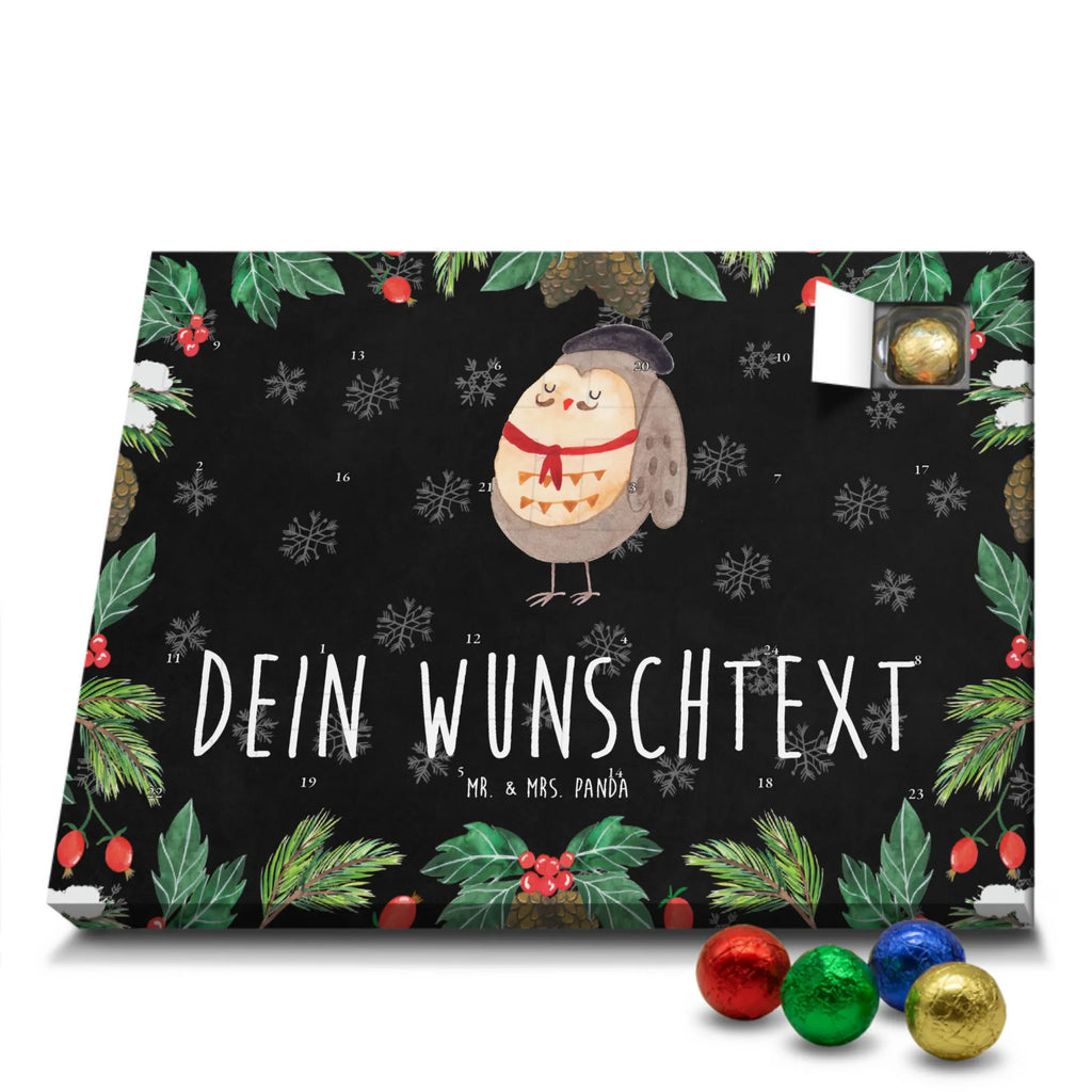 Personalisierter Schoko Adventskalender Eule Frankreich Personalisierter Adventskalender, Adventskalender mit Namen, Eule, Eulen, Eule Deko, Owl, hibou, La vie est belle, das Leben ist schön, Spruch schön, Spruch Französisch, Frankreich