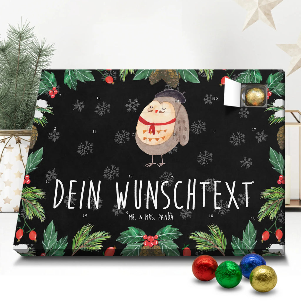 Personalisierter Schoko Adventskalender Eule Frankreich Personalisierter Adventskalender, Adventskalender mit Namen, Eule, Eulen, Eule Deko, Owl, hibou, La vie est belle, das Leben ist schön, Spruch schön, Spruch Französisch, Frankreich