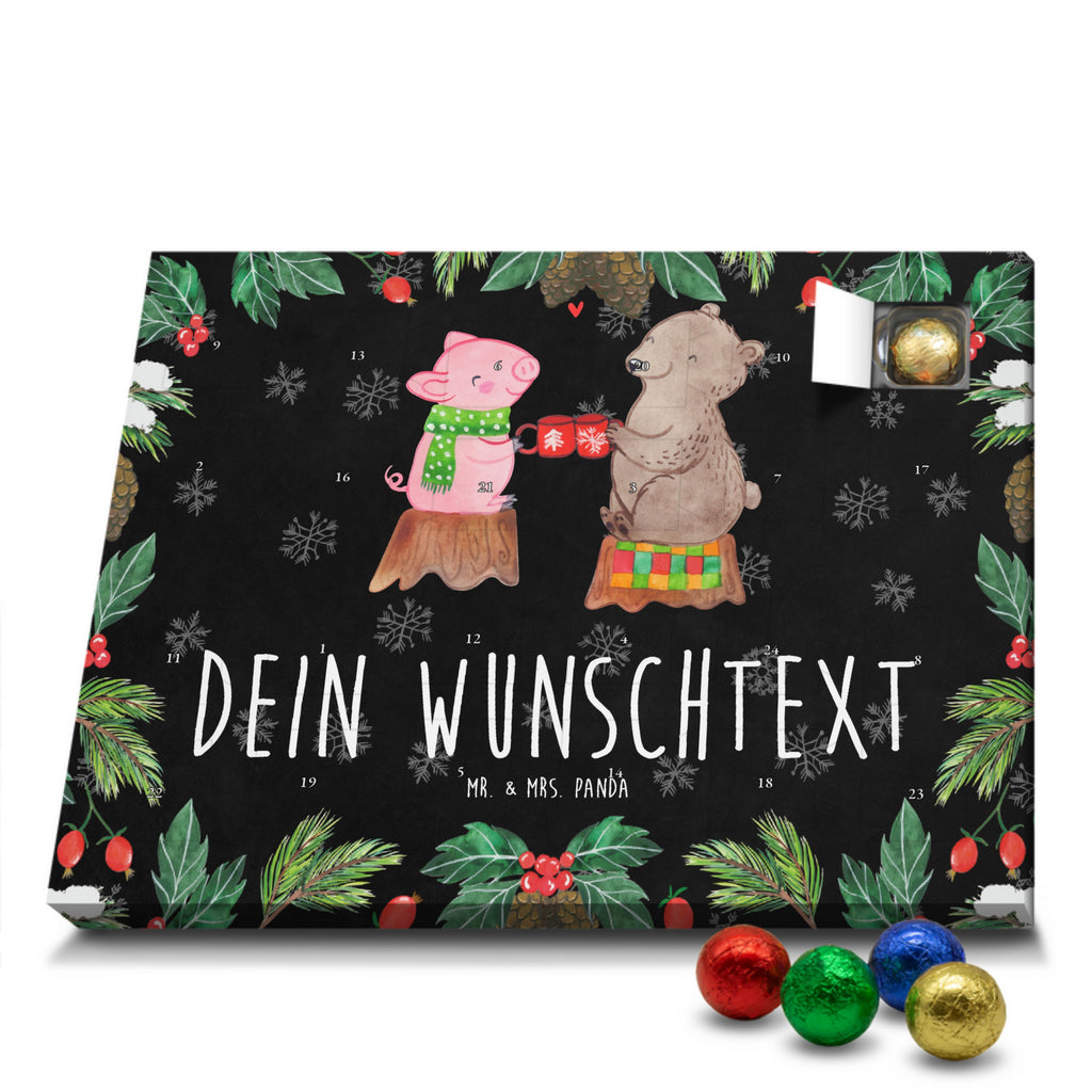 Personalisierter Schoko Adventskalender Glühschwein Sause Personalisierter Adventskalender, Adventskalender mit Namen, Winter, Weihnachten, Weihnachtsdeko, Nikolaus, Advent, Heiligabend, Wintermotiv, Prost, Alles Gute, Weihnachtszeit, Schwein, Bär