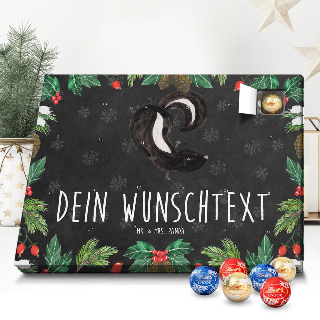 Personalisierter Kugel Markenschokolade Adventskalender Stinktier Handstand Personalisierter Kugel Markenschokolade Adventskalender, Stinktier, Skunk, Wildtier, Raubtier, Stinker, Stinki, Spielplatz, verpielt, Kind