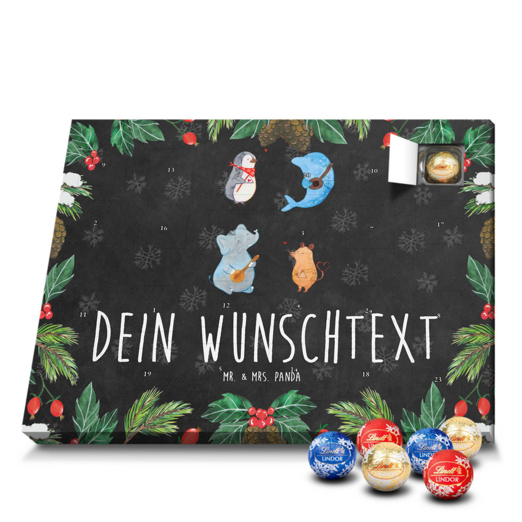 Personalisierter Kugel Markenschokolade Adventskalender Big Band Personalisierter Kugel Markenschokolade Adventskalender, Tiermotive, Gute Laune, lustige Sprüche, Tiere, Hund, Pinguin, Maus, Elefant, Delfin, Gitarre, Band, Triangel, Musikanten, Musik