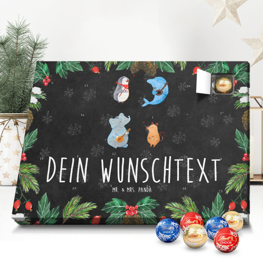 Personalisierter Kugel Markenschokolade Adventskalender Big Band Personalisierter Kugel Markenschokolade Adventskalender, Tiermotive, Gute Laune, lustige Sprüche, Tiere, Hund, Pinguin, Maus, Elefant, Delfin, Gitarre, Band, Triangel, Musikanten, Musik