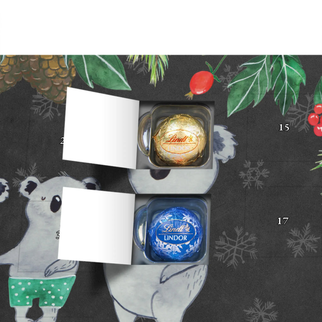 Personalisierter Kugel Markenschokolade Adventskalender Koala Familie zwei Personalisierter Kugel Markenschokolade Adventskalender, Familie, Vatertag, Muttertag, Bruder, Schwester, Mama, Papa, Oma, Opa, Koala, Koalabär, beste Familie, Familienzeit, Familienleben, Koalafamilie, Lieblingsfamilie