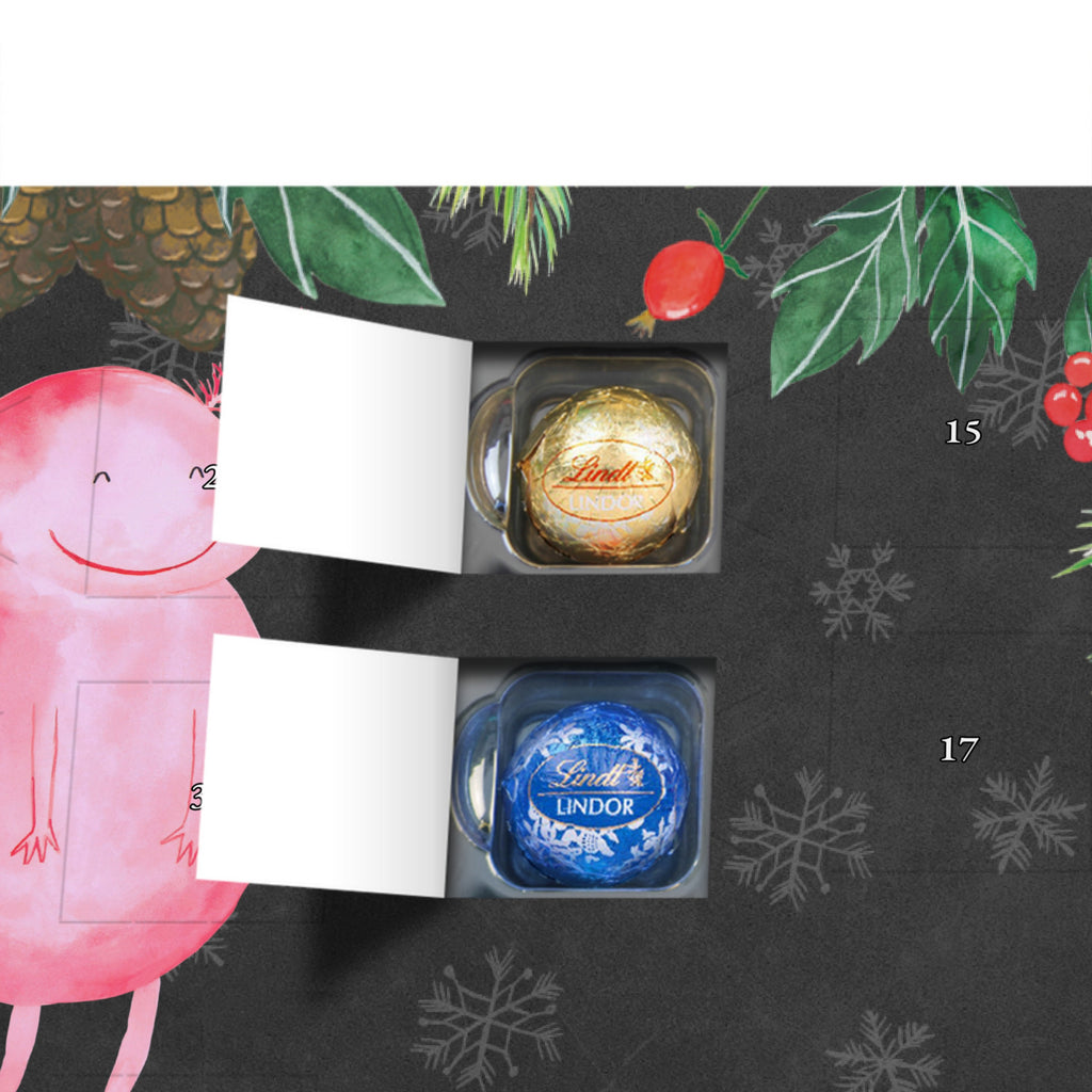 Personalisierter Kugel Markenschokolade Adventskalender Axolotl Glücklich Personalisierter Kugel Markenschokolade Adventskalender, Axolotl, Molch, Axolot, Schwanzlurch, Lurch, Lurche, Motivation, gute Laune