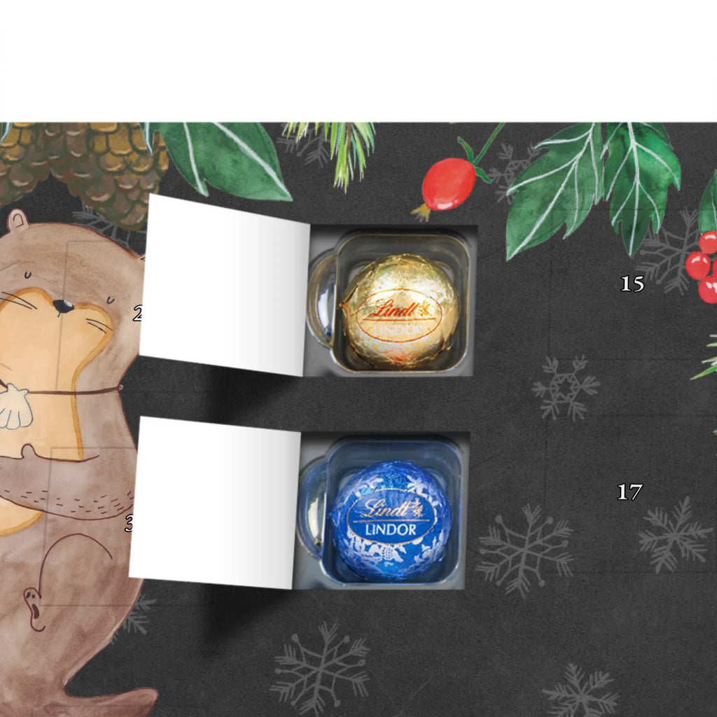 Personalisierter Kugel Markenschokolade Adventskalender Otter Muschel Personalisierter Kugel Markenschokolade Adventskalender, Otter, Fischotter, Seeotter, Otterliebe, grübeln, träumen, Motivation, Tagträumen, Büro