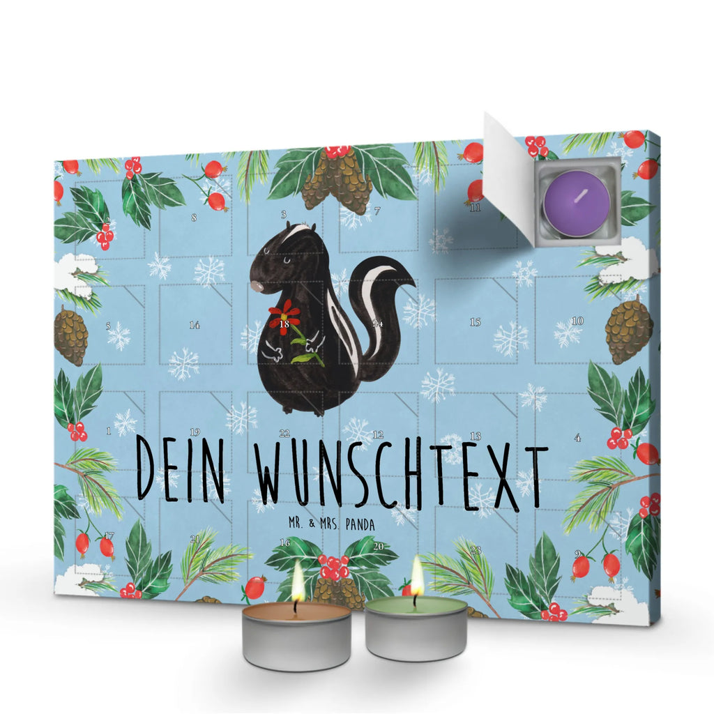 Personalisierter Duftkerzen Adventskalender Stinktier Blume Personalisierter Duftkerzen Adventskalender, Stinktier, Skunk, Wildtier, Raubtier, Stinker, Stinki, Tagträumer, verträumt, Dreams, Träume