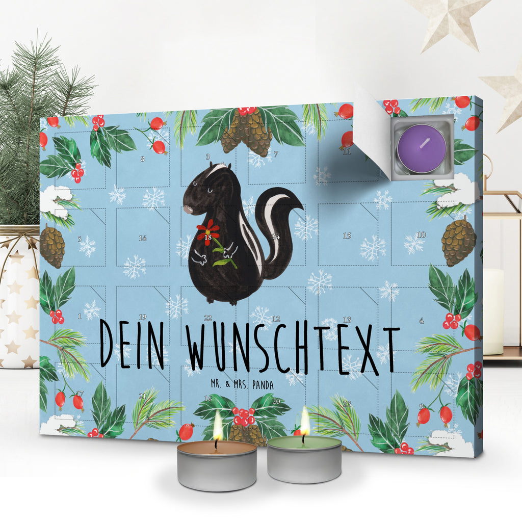 Personalisierter Duftkerzen Adventskalender Stinktier Blume Personalisierter Duftkerzen Adventskalender, Stinktier, Skunk, Wildtier, Raubtier, Stinker, Stinki, Tagträumer, verträumt, Dreams, Träume