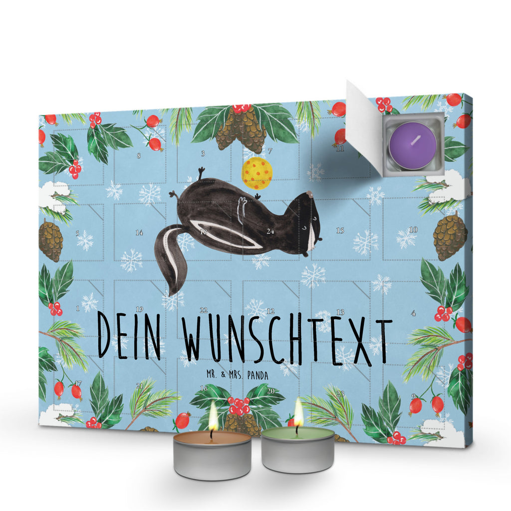 Personalisierter Duftkerzen Adventskalender Stinktier Ball Personalisierter Duftkerzen Adventskalender, Stinktier, Skunk, Wildtier, Raubtier, Stinker, Stinki, verspielt, Weisheit