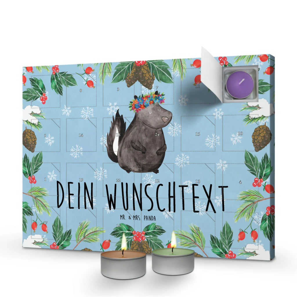 Personalisierter Duftkerzen Adventskalender Stinktier Mädchen Personalisierter Duftkerzen Adventskalender, Stinktier, Skunk, Wildtier, Raubtier, Stinker, Stinki, Yoga, Namaste, Lebe, Liebe, Lache