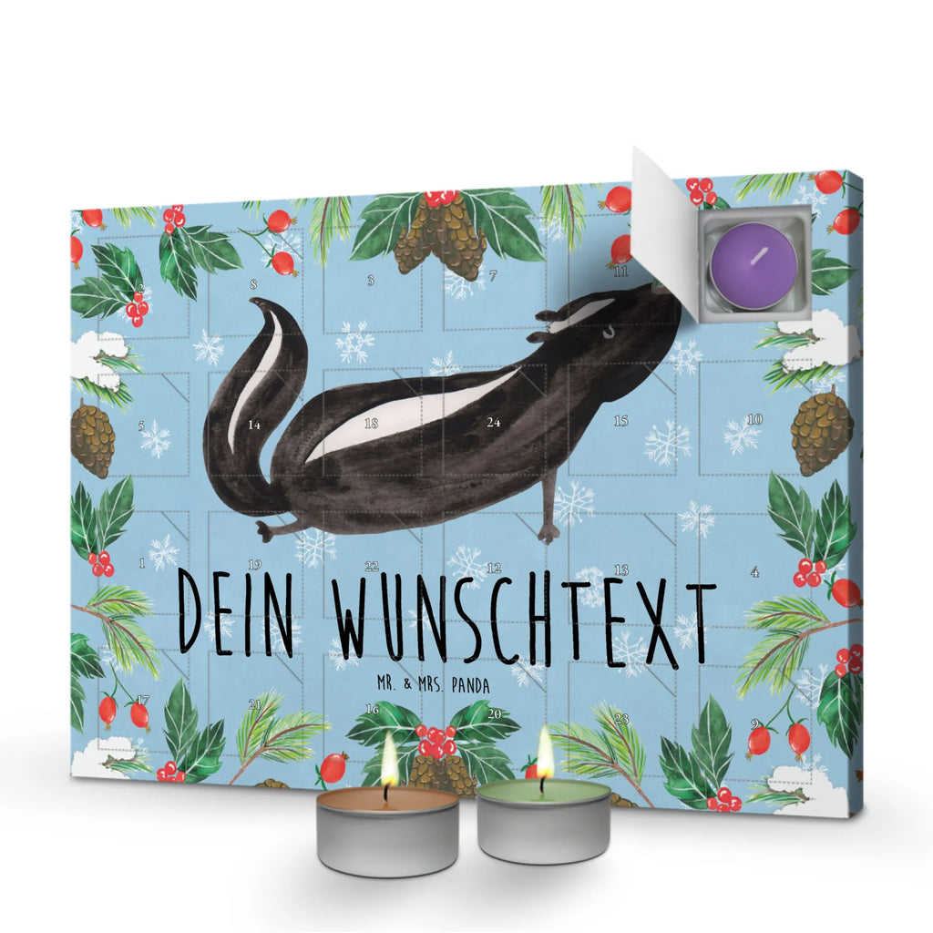 Personalisierter Duftkerzen Adventskalender Stinktier Yoga Personalisierter Duftkerzen Adventskalender, Stinktier, Skunk, Wildtier, Raubtier, Stinker, Stinki, Yoga, Namaste, Lebe, Liebe, Lache