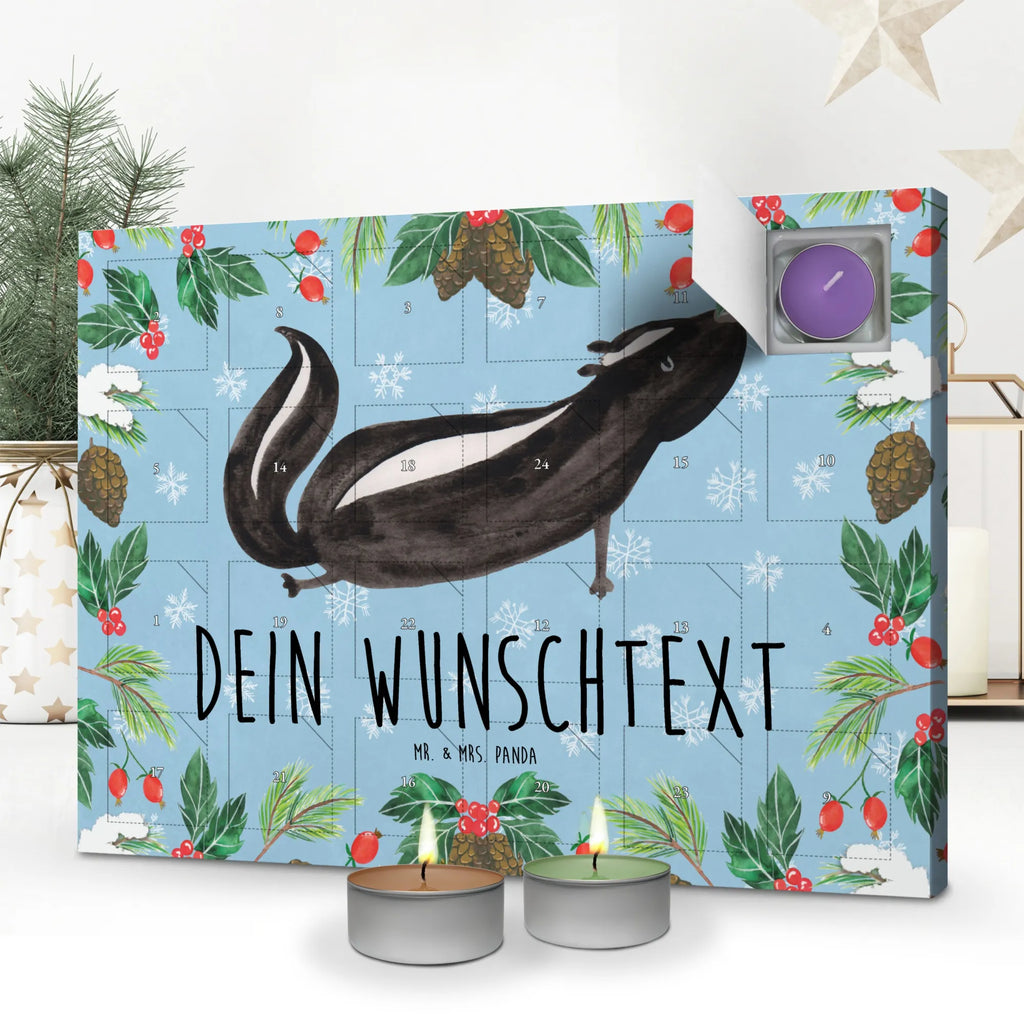 Personalisierter Duftkerzen Adventskalender Stinktier Yoga Personalisierter Duftkerzen Adventskalender, Stinktier, Skunk, Wildtier, Raubtier, Stinker, Stinki, Yoga, Namaste, Lebe, Liebe, Lache