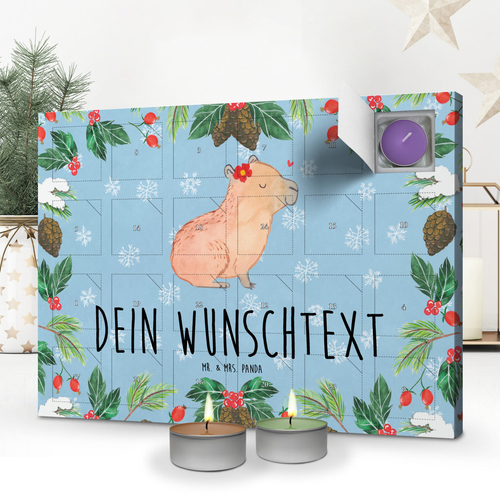 Personalisierter Duftkerzen Adventskalender Capybara Blume Personalisierter Duftkerzen Adventskalender, Tiermotive, Gute Laune, lustige Sprüche, Tiere, Capybara