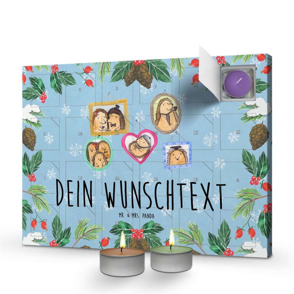 Personalisierter Duftkerzen Adventskalender Igel Familie Personalisierter Duftkerzen Adventskalender, Familie, Vatertag, Muttertag, Bruder, Schwester, Mama, Papa, Oma, Opa, Liebe, Igel, Bilder, Zusammenhalt, Glück