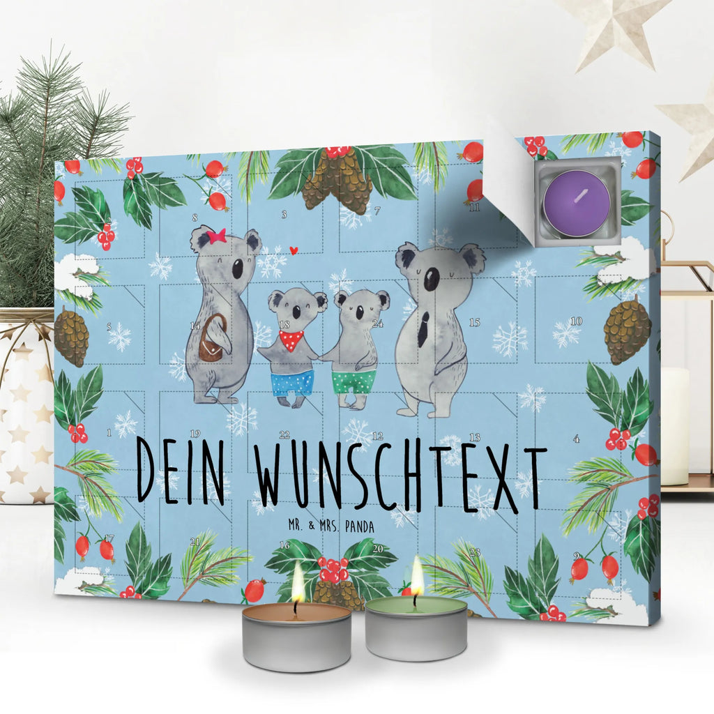 Personalisierter Duftkerzen Adventskalender Koala Familie zwei Personalisierter Duftkerzen Adventskalender, Familie, Vatertag, Muttertag, Bruder, Schwester, Mama, Papa, Oma, Opa, Koala, Koalabär, beste Familie, Familienzeit, Familienleben, Koalafamilie, Lieblingsfamilie