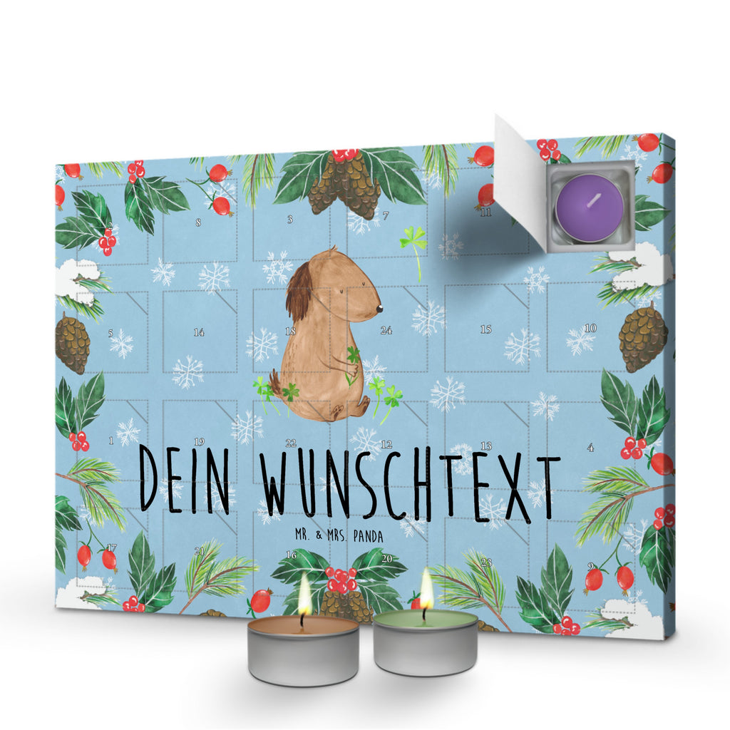 Personalisierter Duftkerzen Adventskalender Hund Kleeblatt Personalisierter Duftkerzen Adventskalender, Hund, Hundemotiv, Haustier, Hunderasse, Tierliebhaber, Hundebesitzer, Sprüche, Kleeblatt, Glück, Tagträume, Motivation, Neuanfang, Geschenk, Glücksbringer, Selbstliebe, Achtsamkeit