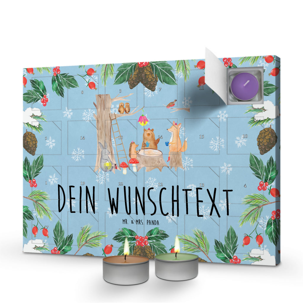 Personalisierter Duftkerzen Adventskalender Waldtiere Picknick Personalisierter Duftkerzen Adventskalender, Tiermotive, Gute Laune, lustige Sprüche, Tiere, Waldtiere, Picknick, Wald, Fuchs, Hase, Igel, Maus, Eichhörnchen