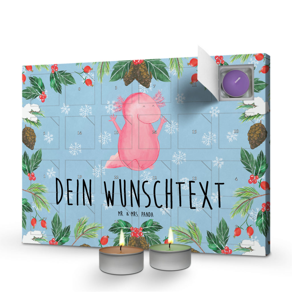 Personalisierter Duftkerzen Adventskalender Axolotl Hurra Personalisierter Duftkerzen Adventskalender, Axolotl, Molch, Axolot, Schwanzlurch, Lurch, Lurche, fröhlich, Spaß, Freude, Motivation, Zufriedenheit