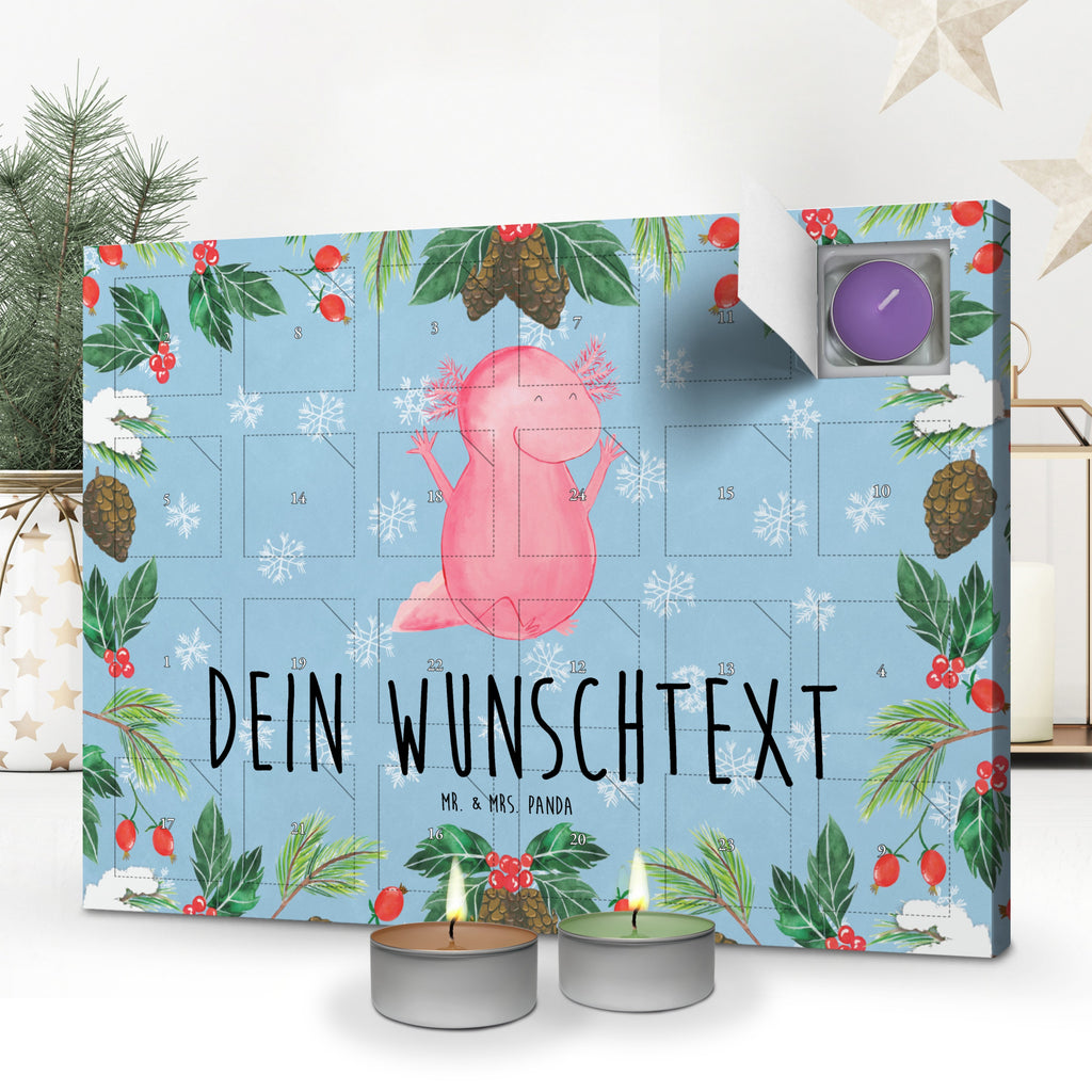 Personalisierter Duftkerzen Adventskalender Axolotl Hurra Personalisierter Duftkerzen Adventskalender, Axolotl, Molch, Axolot, Schwanzlurch, Lurch, Lurche, fröhlich, Spaß, Freude, Motivation, Zufriedenheit