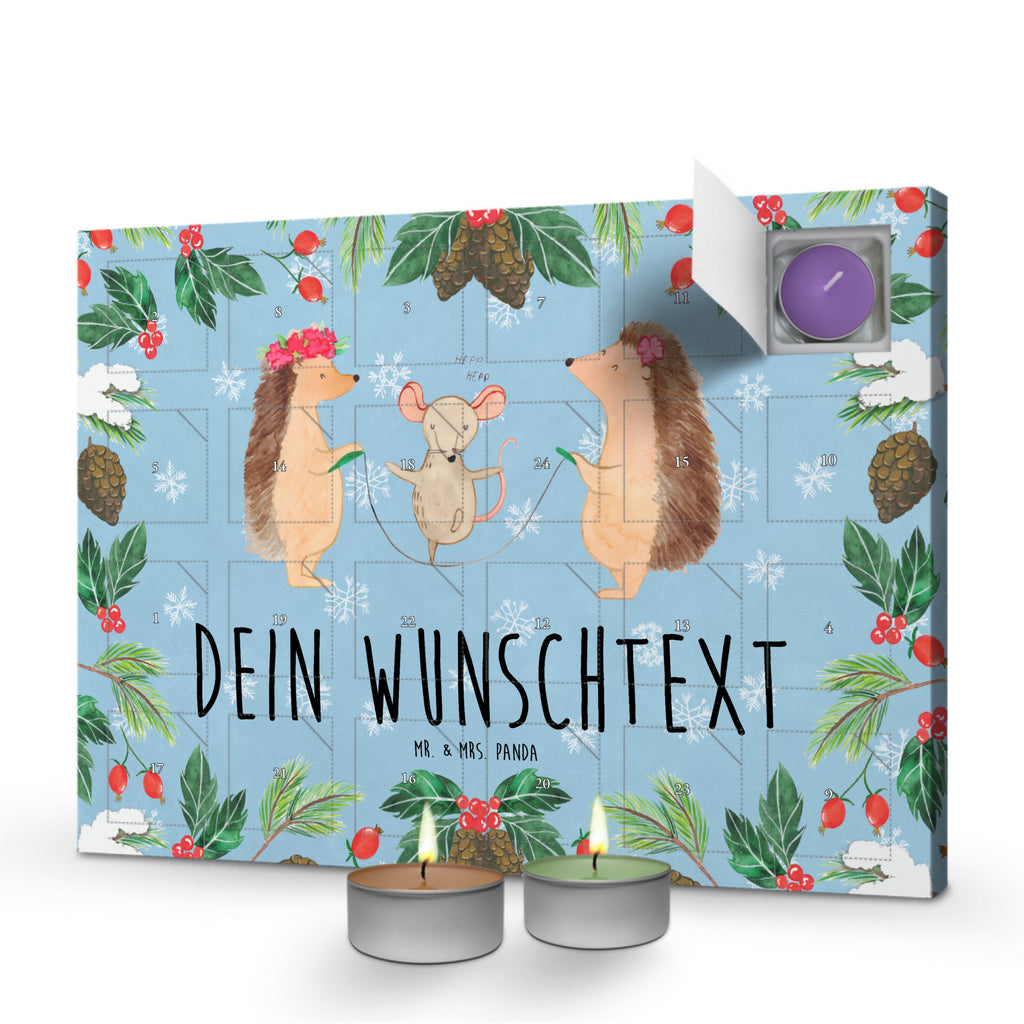 Personalisierter Duftkerzen Adventskalender Igel Seilhüpfen Personalisierter Duftkerzen Adventskalender, Tiermotive, Gute Laune, lustige Sprüche, Tiere, Igel, Maus, Seilspringen, Seilhüpfen, Kinder, Kindergarten