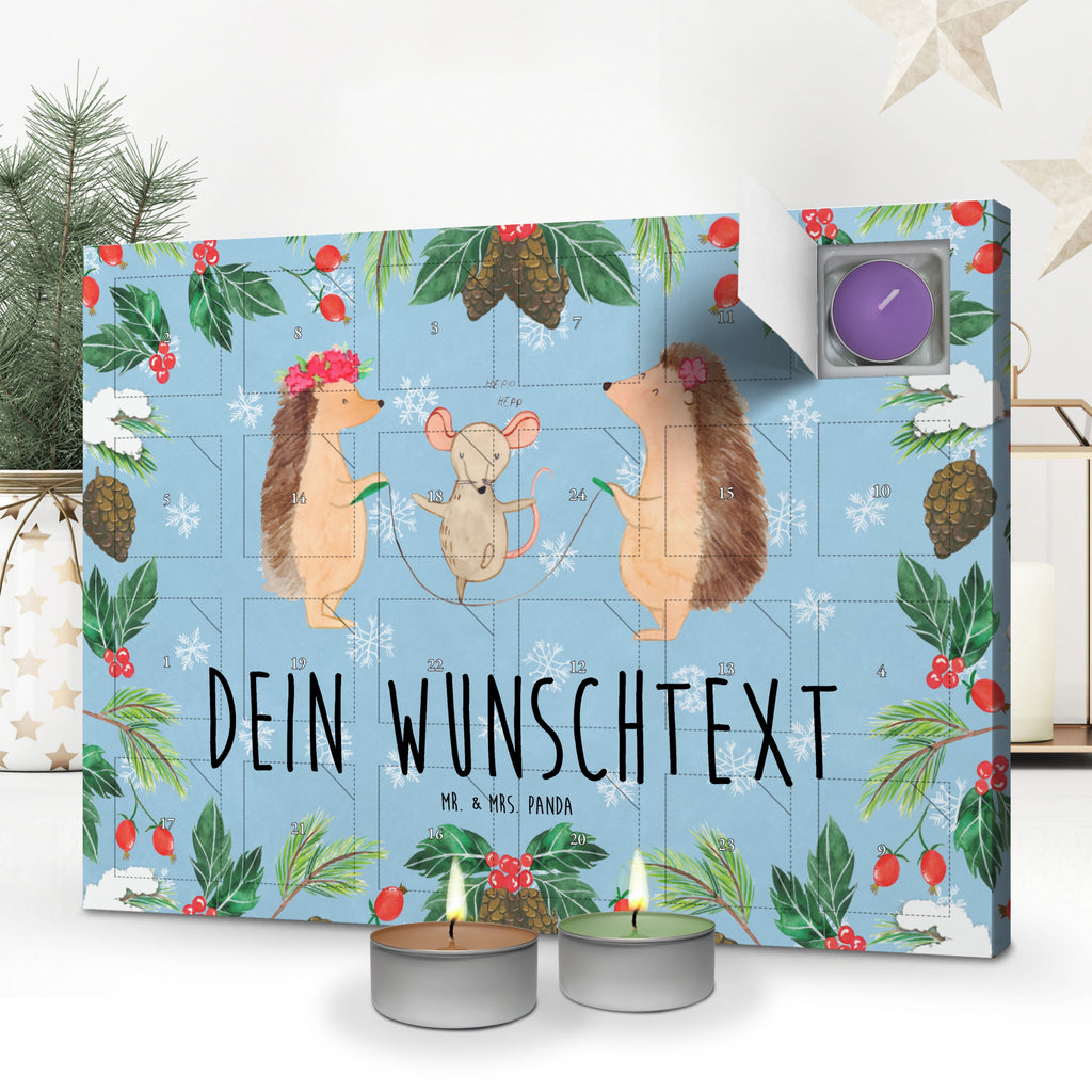 Personalisierter Duftkerzen Adventskalender Igel Seilhüpfen Personalisierter Duftkerzen Adventskalender, Tiermotive, Gute Laune, lustige Sprüche, Tiere, Igel, Maus, Seilspringen, Seilhüpfen, Kinder, Kindergarten