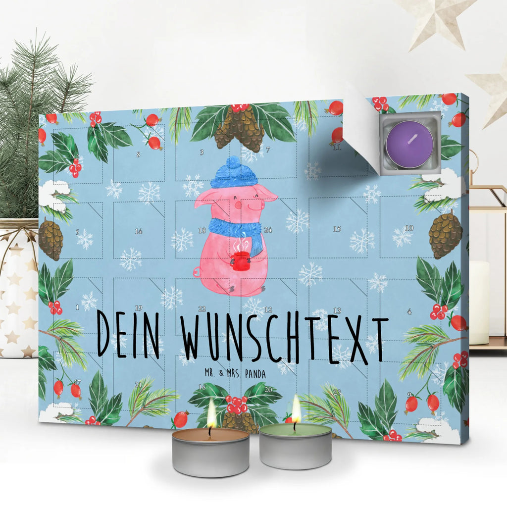 Personalisierter Duftkerzen Adventskalender Schweinchen Glühwein Personalisierter Duftkerzen Adventskalender, Winter, Weihnachten, Weihnachtsdeko, Nikolaus, Advent, Heiligabend, Wintermotiv, Glühwein, Betrunken, Weihnachtsmarkt, Spruch