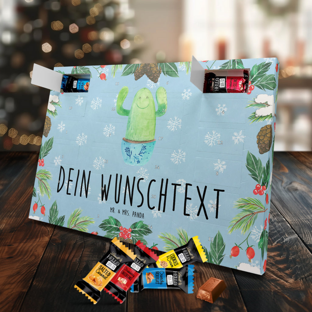 Personalisierter Markenschokolade Adventskalender Kaktus Happy Personalisierter Adventskalender, Kaktus, Kakteen, Motivation, Spruch, lustig, Kindersicherung, Neustart, Büro, Büroalltag, Kollege, Kollegin, Freundin, Mutter, Familie, Ausbildung