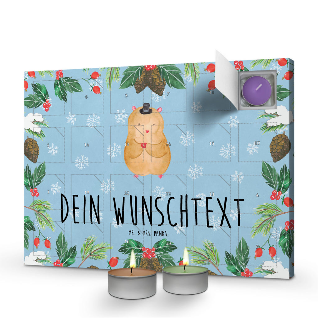 Personalisierter Duftkerzen Adventskalender Hamster Hut Personalisierter Duftkerzen Adventskalender, Tiermotive, Gute Laune, lustige Sprüche, Tiere, Hamster, Hut, Magier, Zylinder, Zwerghamster, Zauberer