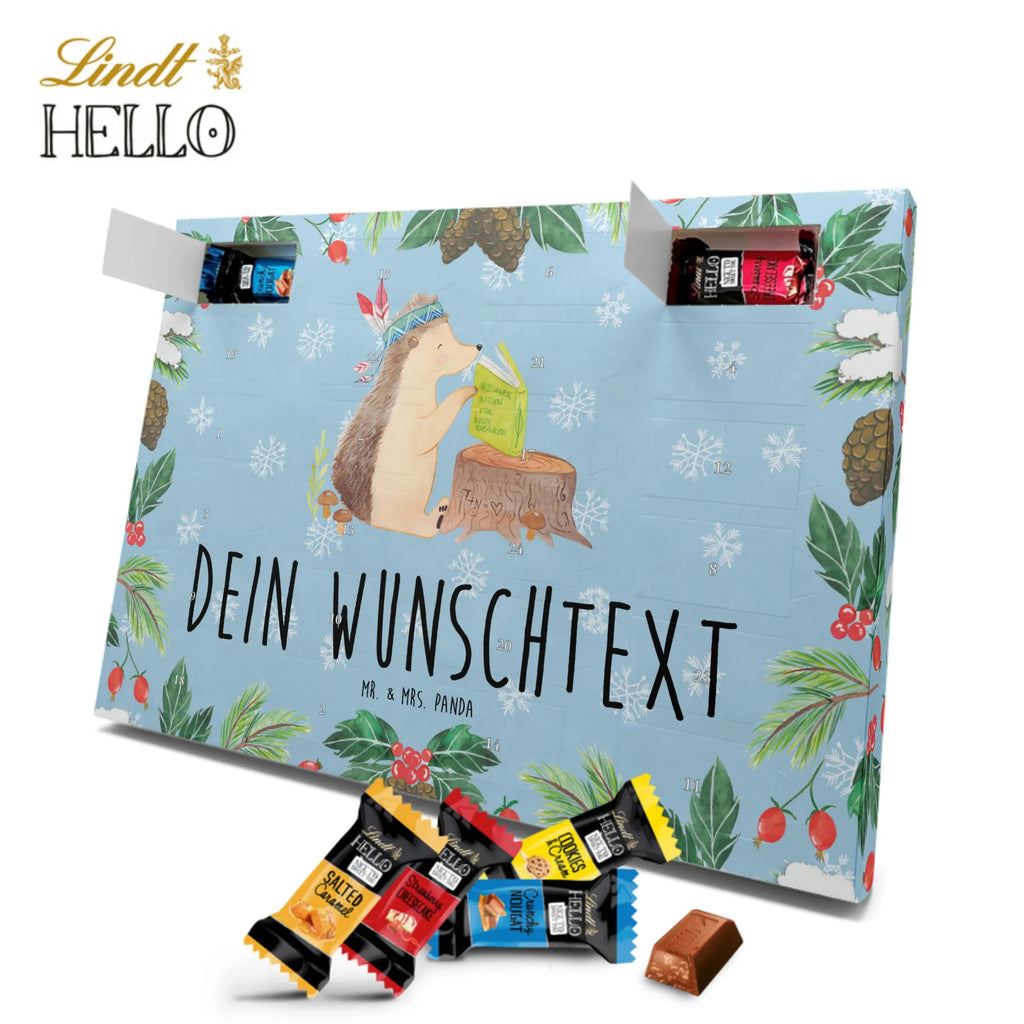 Personalisierter Markenschokolade Adventskalender Igel Federschmuck Personalisierter Adventskalender, Waldtiere, Tiere, Igel, Indianer, Abenteuer, Lagerfeuer, Camping