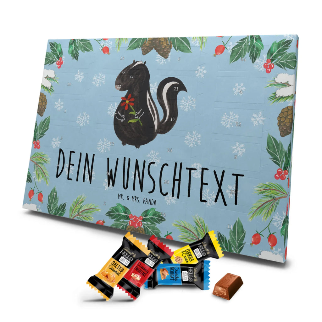 Personalisierter Markenschokolade Adventskalender Stinktier Blume Personalisierter Adventskalender, Stinktier, Skunk, Wildtier, Raubtier, Stinker, Stinki, Tagträumer, verträumt, Dreams, Träume