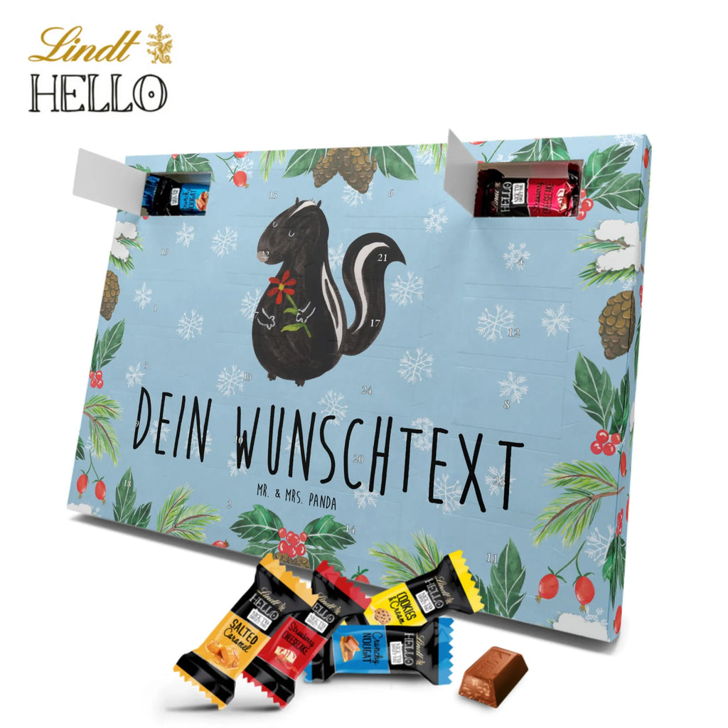 Personalisierter Markenschokolade Adventskalender Stinktier Blume Personalisierter Adventskalender, Stinktier, Skunk, Wildtier, Raubtier, Stinker, Stinki, Tagträumer, verträumt, Dreams, Träume