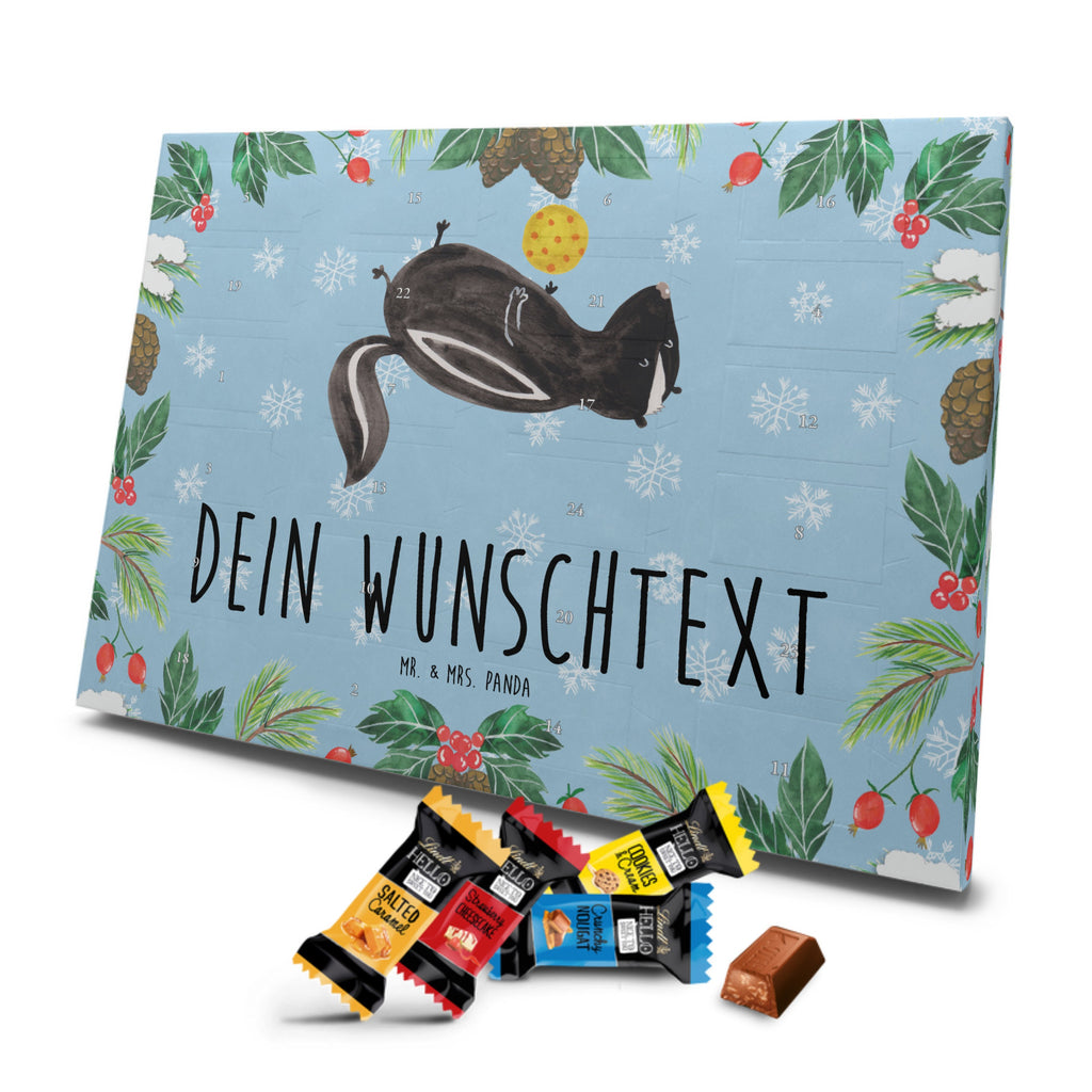 Personalisierter Markenschokolade Adventskalender Stinktier Ball Personalisierter Adventskalender, Stinktier, Skunk, Wildtier, Raubtier, Stinker, Stinki, verspielt, Weisheit