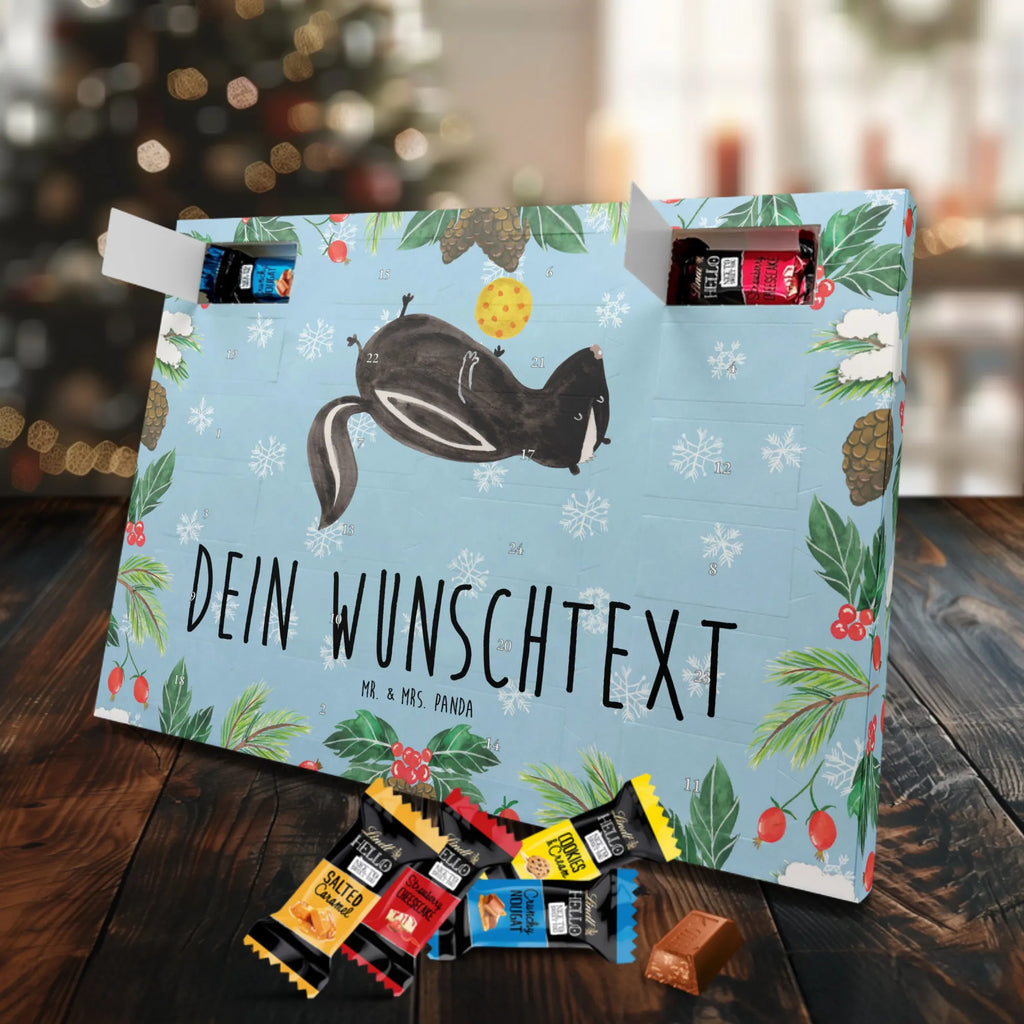 Personalisierter Markenschokolade Adventskalender Stinktier Ball Personalisierter Adventskalender, Stinktier, Skunk, Wildtier, Raubtier, Stinker, Stinki, verspielt, Weisheit