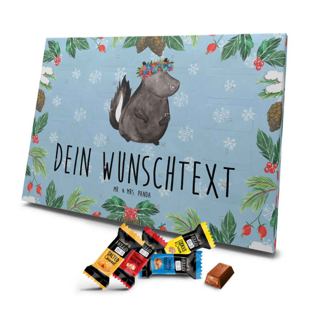 Personalisierter Markenschokolade Adventskalender Stinktier Mädchen Personalisierter Adventskalender, Stinktier, Skunk, Wildtier, Raubtier, Stinker, Stinki, Yoga, Namaste, Lebe, Liebe, Lache