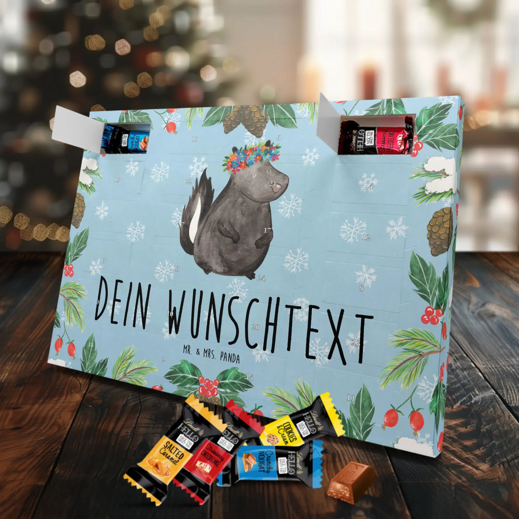 Personalisierter Markenschokolade Adventskalender Stinktier Mädchen Personalisierter Adventskalender, Stinktier, Skunk, Wildtier, Raubtier, Stinker, Stinki, Yoga, Namaste, Lebe, Liebe, Lache