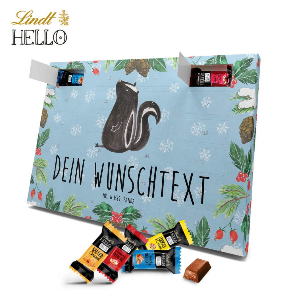 Personalisierter Markenschokolade Adventskalender Stinktier Sitzen Personalisierter Adventskalender, Stinktier, Skunk, Wildtier, Raubtier, Stinker, Stinki, Spruch, Büro, Recht, Besserwisser