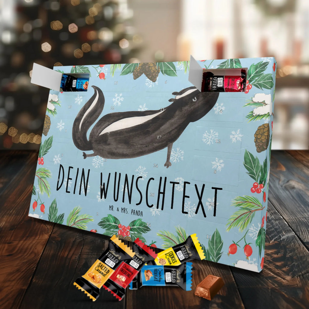 Personalisierter Markenschokolade Adventskalender Stinktier Yoga Personalisierter Adventskalender, Stinktier, Skunk, Wildtier, Raubtier, Stinker, Stinki, Yoga, Namaste, Lebe, Liebe, Lache