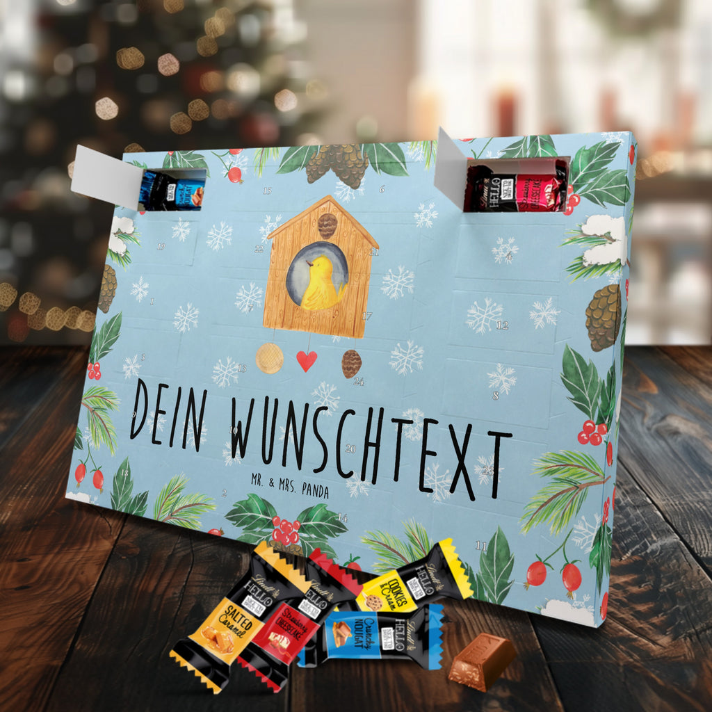 Personalisierter Markenschokolade Adventskalender Vogelhaus Home Personalisierter Adventskalender, Tiermotive, Gute Laune, lustige Sprüche, Tiere, Vogelhaus, Vogel, Home sweet Home, Einzug, Umzug, Geschenk, Einzugsgeschenk, Hausbau, Haus