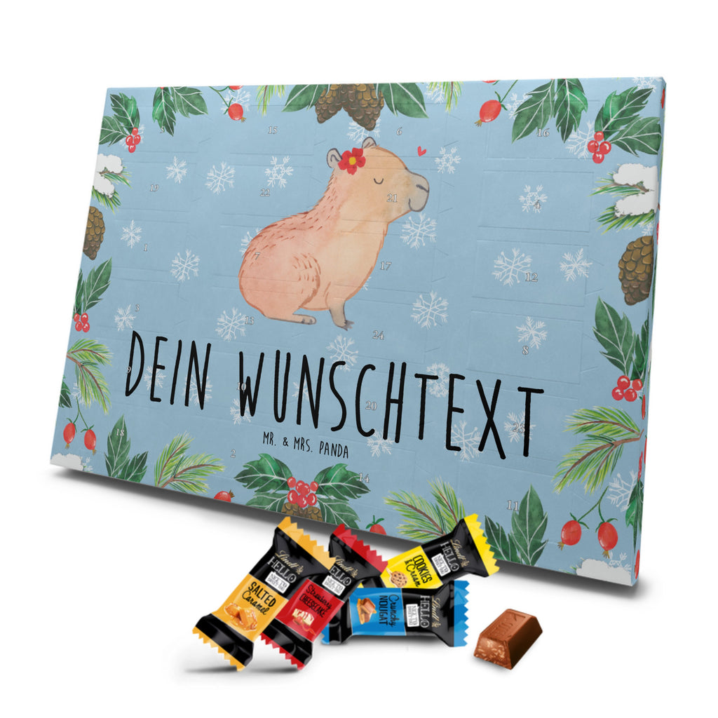 Personalisierter Markenschokolade Adventskalender Capybara Blume Personalisierter Adventskalender, Tiermotive, Gute Laune, lustige Sprüche, Tiere, Capybara