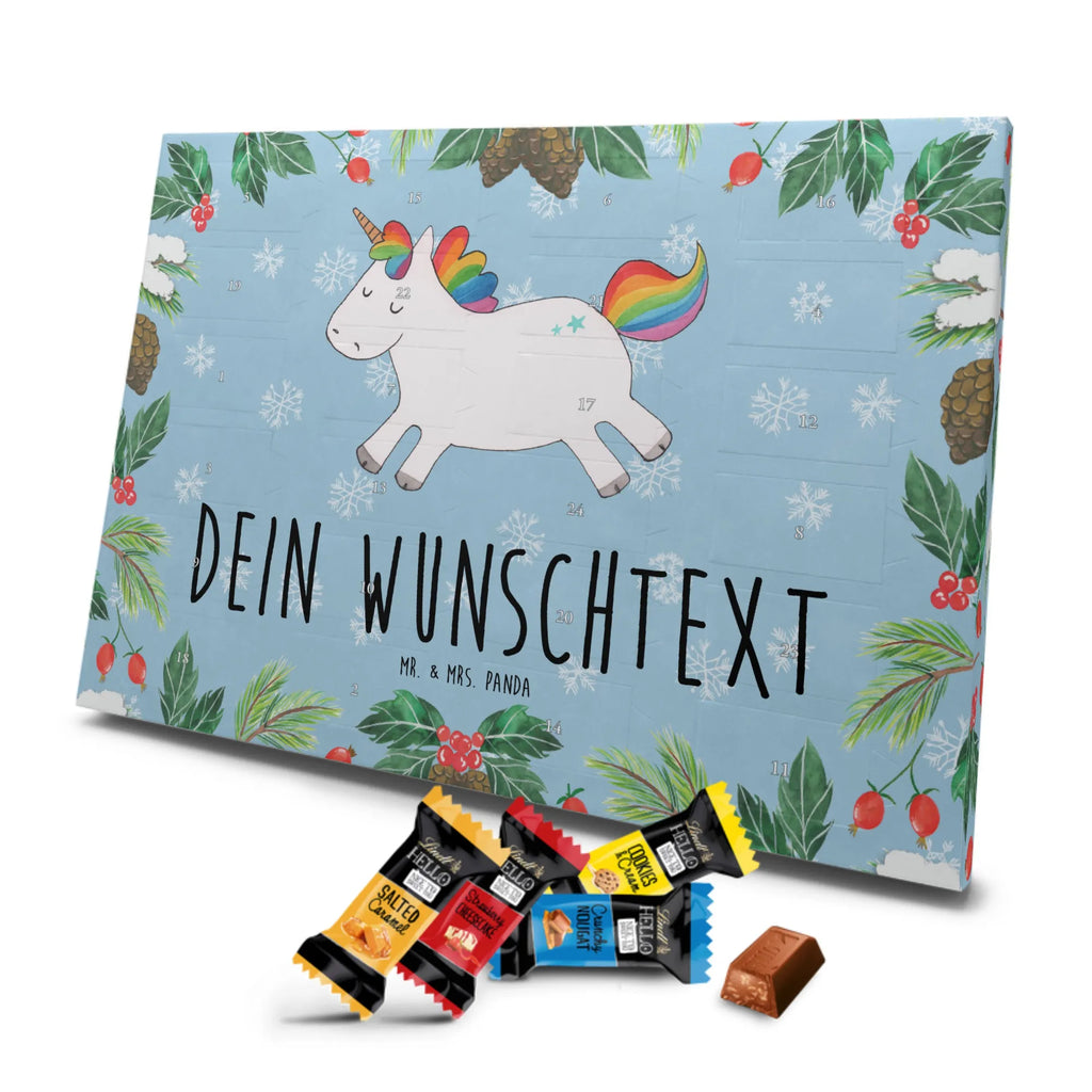 Personalisierter Markenschokolade Adventskalender Einhorn Happy Personalisierter Adventskalender, Einhorn, Einhörner, Einhorn Deko, Pegasus, Unicorn, glücklich, fröhlich, Spaß, Freude, Lebensfreude, witzig, spannend, Lächeln, Lachen