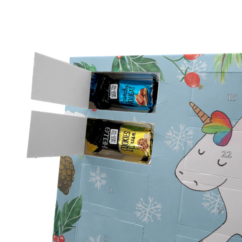 Personalisierter Markenschokolade Adventskalender Einhorn Happy Personalisierter Adventskalender, Einhorn, Einhörner, Einhorn Deko, Pegasus, Unicorn, glücklich, fröhlich, Spaß, Freude, Lebensfreude, witzig, spannend, Lächeln, Lachen