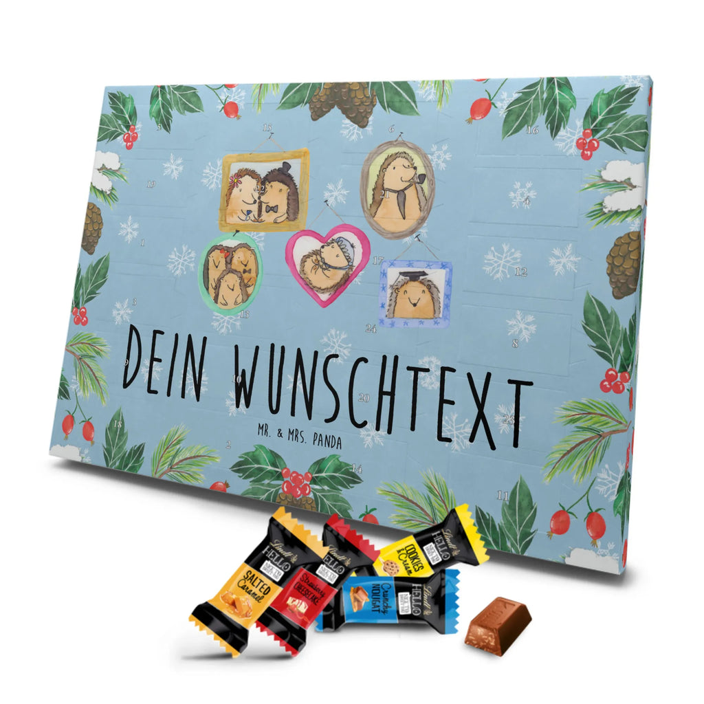 Personalisierter Markenschokolade Adventskalender Igel Familie Personalisierter Adventskalender, Familie, Vatertag, Muttertag, Bruder, Schwester, Mama, Papa, Oma, Opa, Liebe, Igel, Bilder, Zusammenhalt, Glück