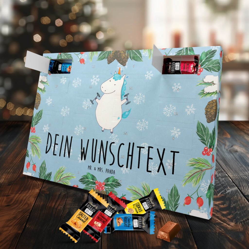 Personalisierter Markenschokolade Adventskalender Einhorn Fitness Personalisierter Adventskalender, Einhorn, Einhörner, Einhorn Deko, Pegasus, Unicorn, Gym, Fitness, Fitnessstudio, Diät, Abnehmen, Sport, Pumpen, Geräte, Sixpack