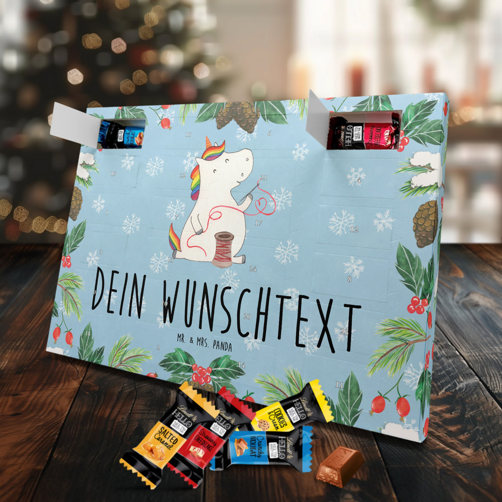 Personalisierter Markenschokolade Adventskalender Einhorn Näherin Personalisierter Adventskalender, Einhorn, Einhörner, Einhorn Deko, Pegasus, Unicorn, Näherin, nähen, Mädchen, Freundin, Häkeln, Stricken, basteln, Nähzimmer