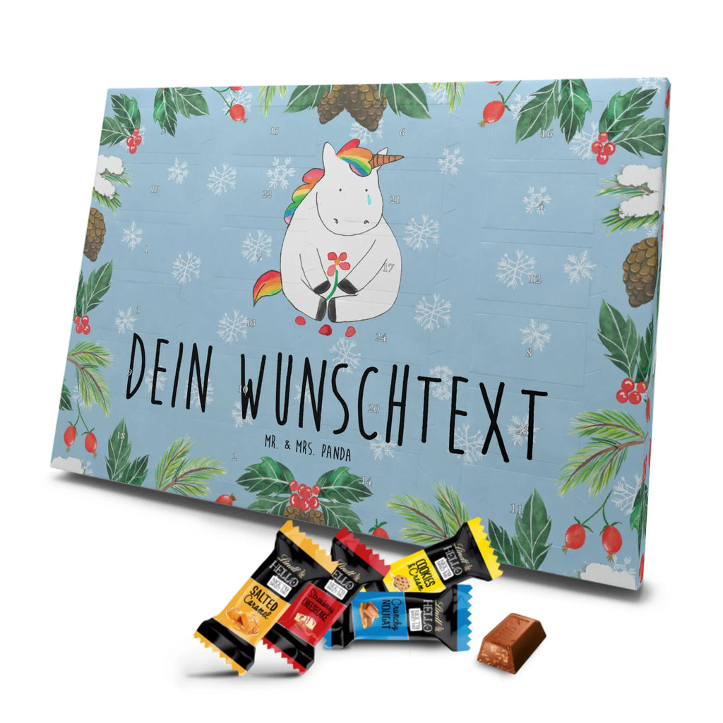 Personalisierter Markenschokolade Adventskalender Einhorn Traurig Personalisierter Adventskalender, Einhorn, Einhörner, Einhorn Deko, Pegasus, Unicorn, Glitzer, Trösten. Freundschaft, Freunde, Liebe, Trauer, Grußkarte, Blume