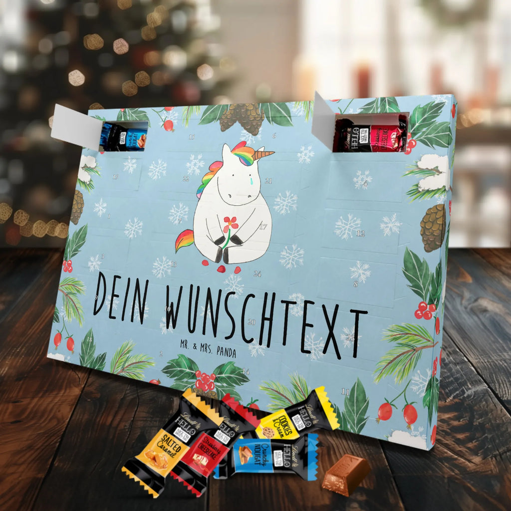 Personalisierter Markenschokolade Adventskalender Einhorn Traurig Personalisierter Adventskalender, Einhorn, Einhörner, Einhorn Deko, Pegasus, Unicorn, Glitzer, Trösten. Freundschaft, Freunde, Liebe, Trauer, Grußkarte, Blume